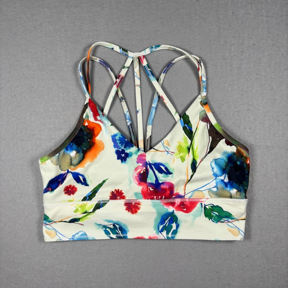 Born Primitive Sports Bra L Large Floral Watercolor Strappy Back Yoga Athletic